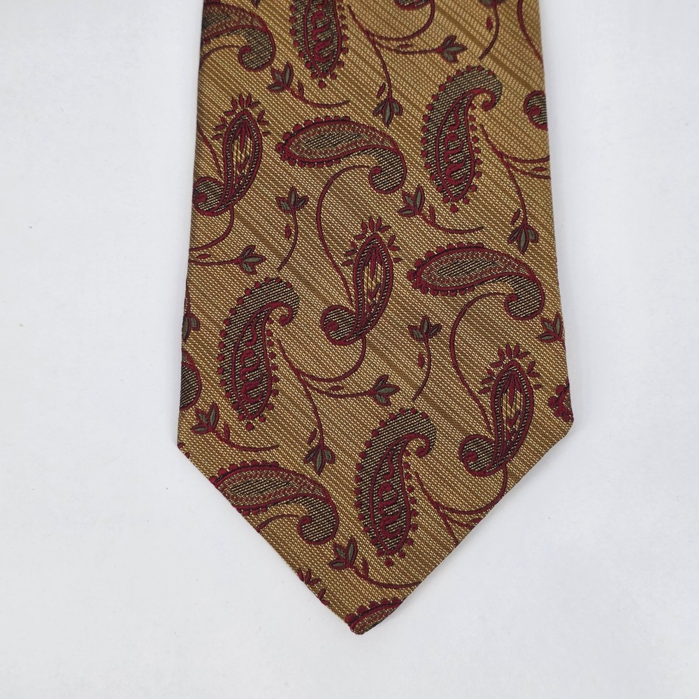 Robert Talbott Best of Class Necktie Mens Gold Paisley Silk Hand Sewn USA - Picture 3 of 6